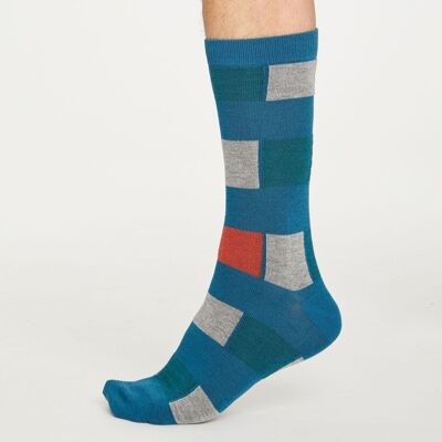 Geo Stripe Socks - Ink Blue