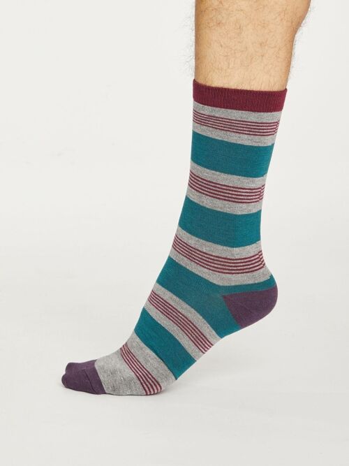 Jesper Stripe Socks - Mid Grey Marle