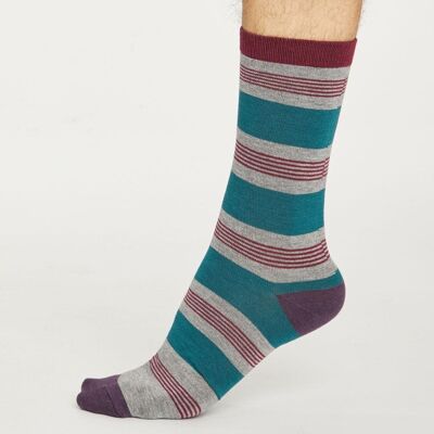 Jesper Stripe Socks - Mid Grey Marle