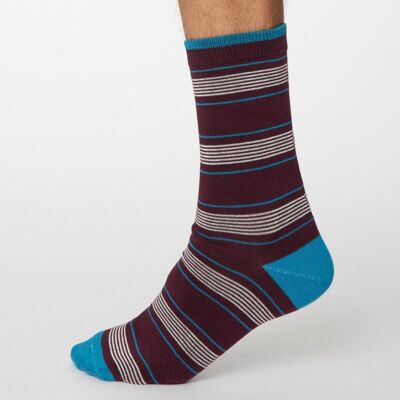 Edoardo Stripe Socks - Wine Red