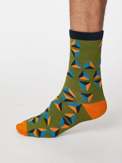 Geometrico Socks - Olive Green