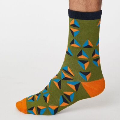 Geometrico Socks - Olive Green