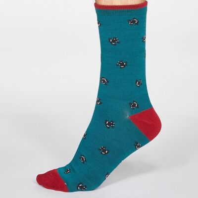 Wesley Frog Socks - Teal Green