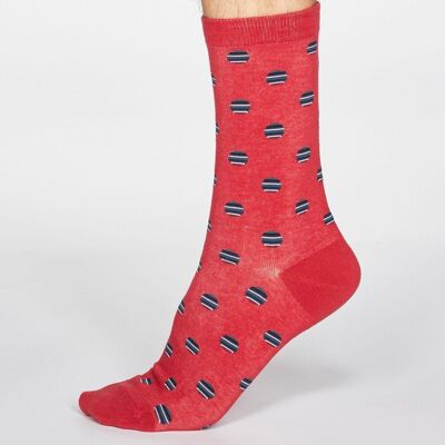Grayson Spot Stripe Socks - Berry Red