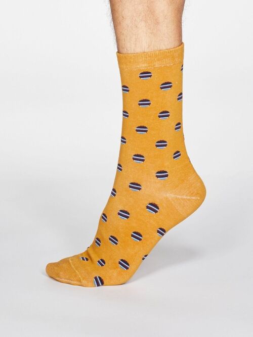 Grayson Spot Stripe Socks - Mustard Yellow