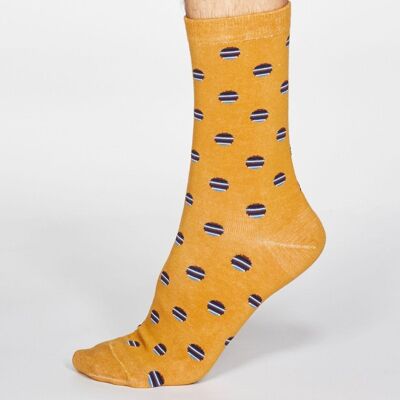 Grayson Spot Stripe Socks - Mustard Yellow