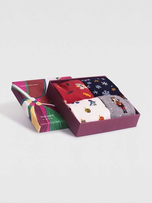 Noel Kids Organic Cotton Christmas Sock Box - Multi - Size 2Y-3Y