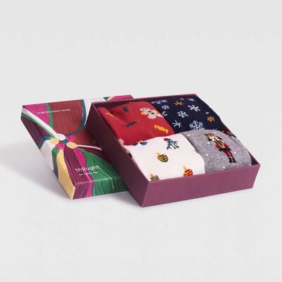 Noel Kids Organic Cotton Christmas Sock Box - Multi - Size 2Y-3Y