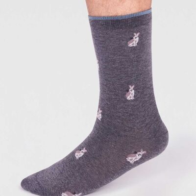 Jamal Organic Cotton Animal Socks - Dark Grey Marle