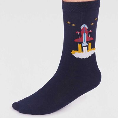 Onyx Organic Cotton Rocket Socks - Navy