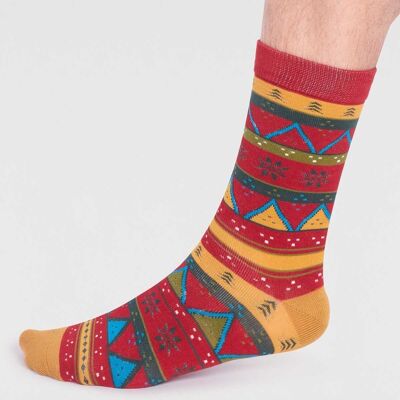 Casper Bamboo Christmas Fairisle Socks - Bright Red