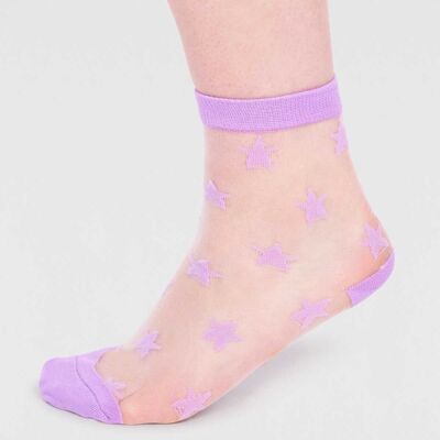 Astra Bamboo Star Mesh Socks - Lilac Purple