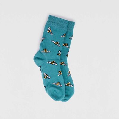 Lou Bee Kids' Sock - Peacock Green - Size 2Y-3Y