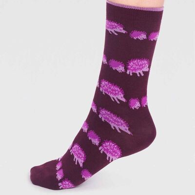 Hadley Bamboo Hedgehog Socks  - Aubergine Purple