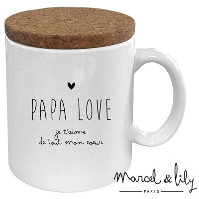 Tazza con coperchio in sughero "Papa Love" - ​​Festa del Papà