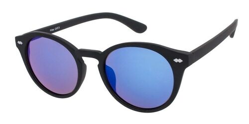 Sunglasses - Icon Eyewear JAQUIM - Matt Black / Blue Lens frame with Blue mirror lens
