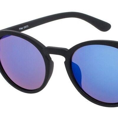 Occhiali da Sole - Icon Eyewear JAQUIM - Montatura Lenti Nero Opaco / Blu con lente Blu specchiata