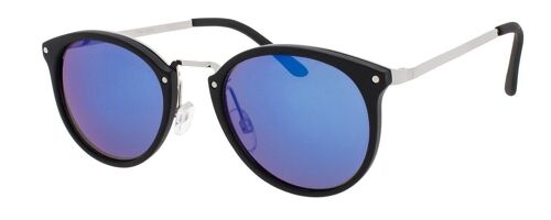 Sunglasses - Icon Eyewear BERLIN - Matt Black / Blue lens frame with Blue mirror lens
