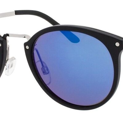 Sonnenbrille - Icon Eyewear BERLIN - Matt Schwarz / Blauer Linsenrahmen mit blauen Spiegelgläsern