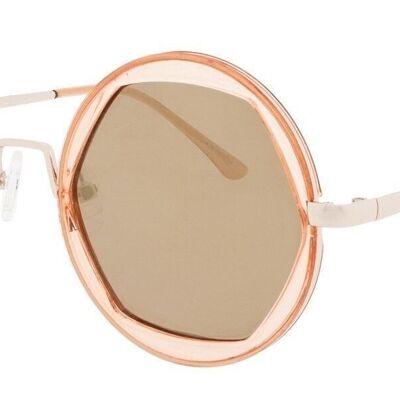 Sonnenbrille - Icon Eyewear ZARI - Pfirsichfarbener Rahmen mit goldenen Spiegelgläsern