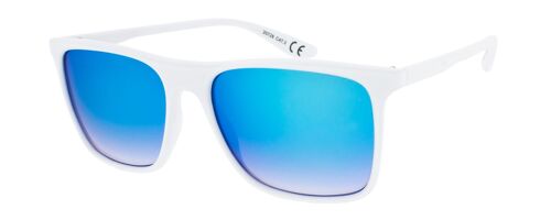 Sunglasses - Icon Eyewear BLITZ - Matt White frame with Blue mirror lens
