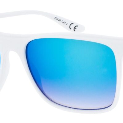 Sonnenbrille - Icon Eyewear BLITZ - Mattweißer Rahmen mit blauen Spiegelgläsern
