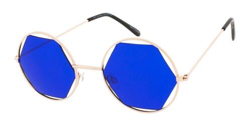 Sunglasses - Icon Eyewear JOLIE - Light Gold / Blue frame with Dark Blue lens