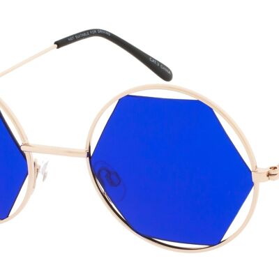 Lunettes de soleil - Icon Eyewear JOLIE - Monture Or Clair / Bleu avec verres Bleu Foncé