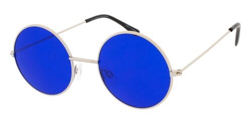 Sunglasses - Icon Eyewear MAVERICK - Silver frame with Dark Blue lens