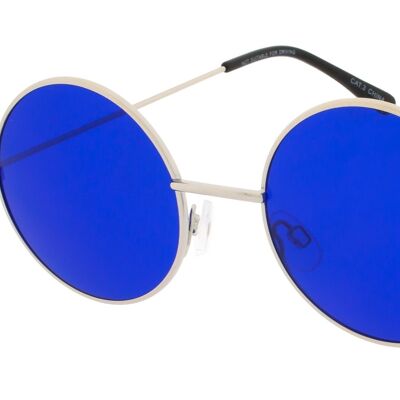 Sunglasses - Icon Eyewear MAVERICK - Silver frame with Dark Blue lens