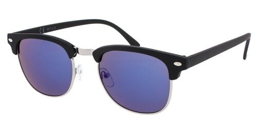 Sunglasses - Icon Eyewear CAIRO - Black Rubber finish / Blue lens frame with Blue mirror lens