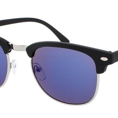 Sonnenbrille - Icon Eyewear CAIRO - Schwarzes Gummi-Finish / Blauer Linsenrahmen mit blauen Spiegelgläsern