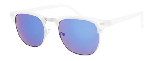 Sunglasses - Icon Eyewear CAIRO - Matt Transparent / Blue lens frame with Blue mirror lens