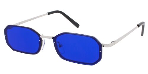 Sunglasses - Icon Eyewear OLLIE - Silver frame with Dark Blue lens
