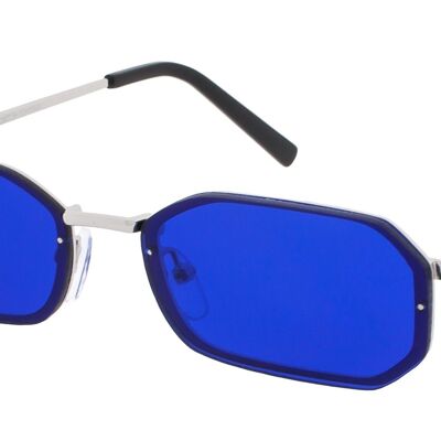 Sonnenbrille - Icon Eyewear OLLIE - Silberner Rahmen mit dunkelblauen Gläsern
