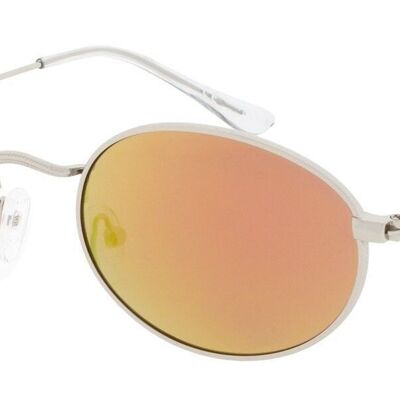Occhiali da sole - Icon Eyewear OLSEN - Montatura specchiata Argento/Arancio con lente Rosa Specchiata