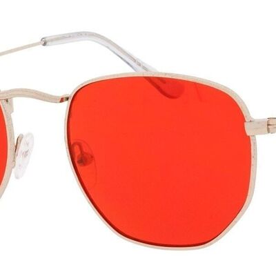 Sonnenbrille - Icon Eyewear AUGUST - Gold / Roter Linsenrahmen mit roten Linsen