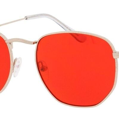 Sonnenbrille - Icon Eyewear AUGUST - Gold / Roter Linsenrahmen mit roten Linsen