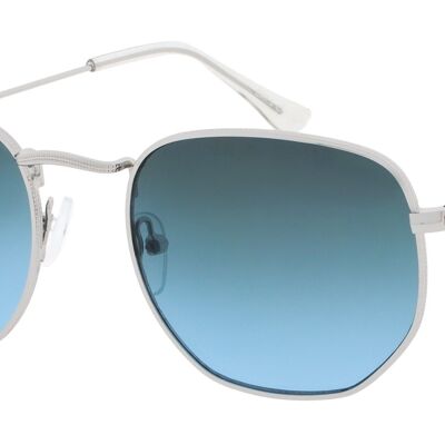 Sunglasses - Icon Eyewear AUGUST - Silver frame with Green / Blue lens