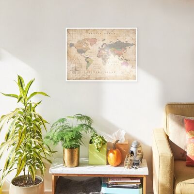 Old School cork world map - Digital printing