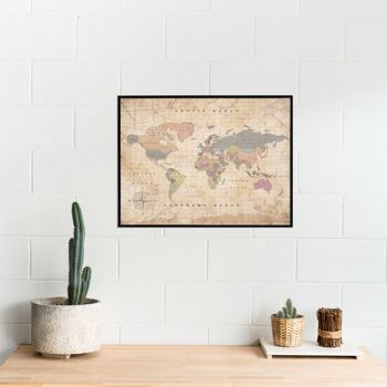 Carte du monde en liège Old School - Impression numérique 10