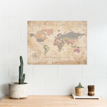 Carte du monde en liège Old School - Impression numérique 14