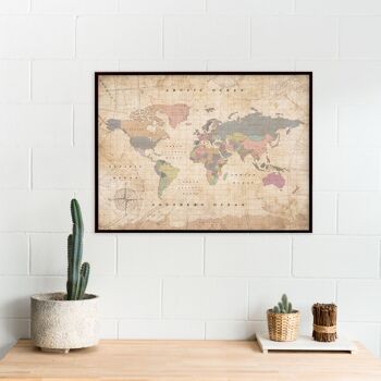 Carte du monde en liège Old School - Impression numérique 22
