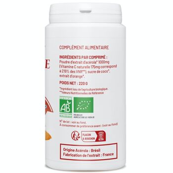 Vitamine C naturelle Acérola + Sucre de coco Biologique - 175 mg - 100 comprimés 3