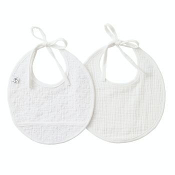 Lot de 2 bavoirs naissance en gaze de coton - Vintage Chic