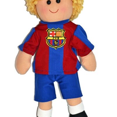 Muñeco de trapo de futbolista, del Barça