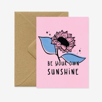 Postcard Be your own sunshine A6 | positive quote lettering
