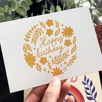 Carte postale "Happy birthday" A6 | lettering, ornemental, floral 2