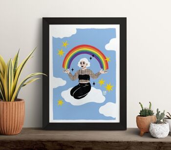 Affiche illustrée "Rainbow of love" portrait de femme LGBTQIA+ 2