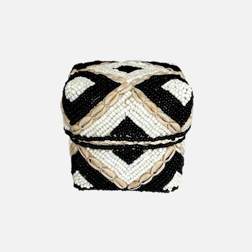 Melasti Bead Box with Shells - Black & White